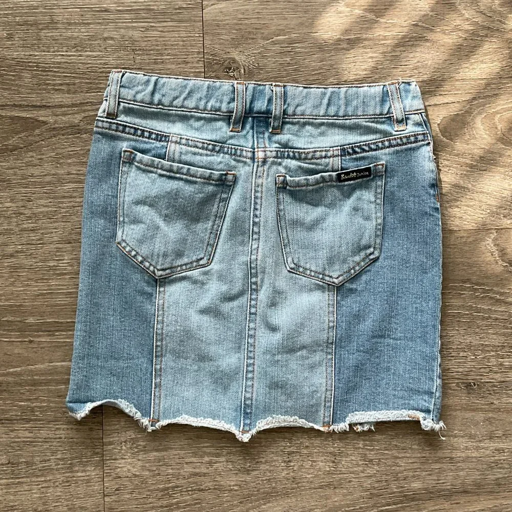 Bardot Junior Denim Skirt Blue Jean Raw Hem Girls Size‎ 14